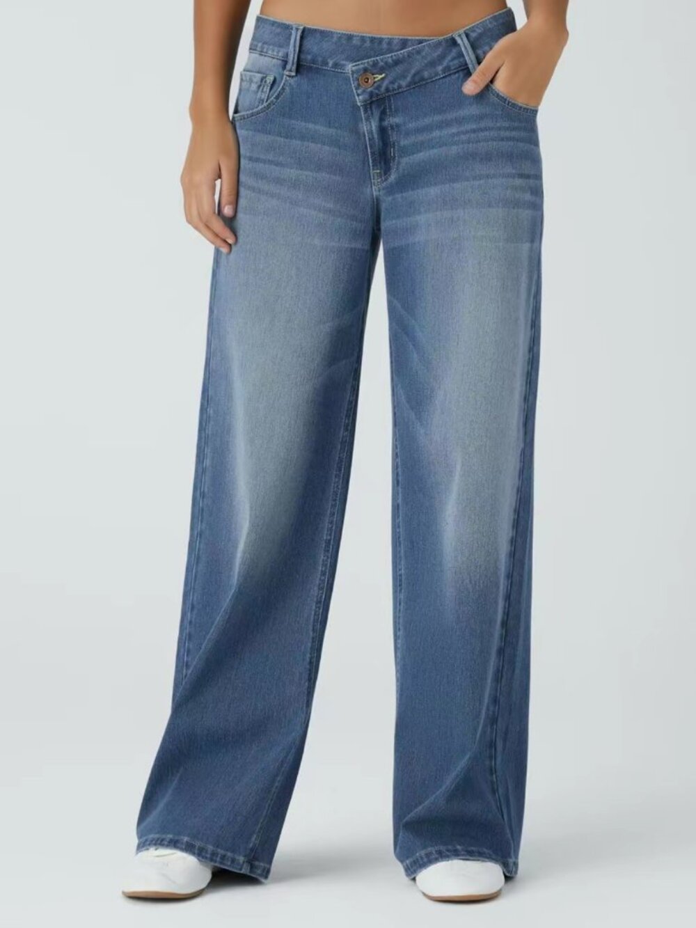 Halara Flex™ Asymmetric Low Rise Wide Leg Stretch Jeans Medium Ultra Tall